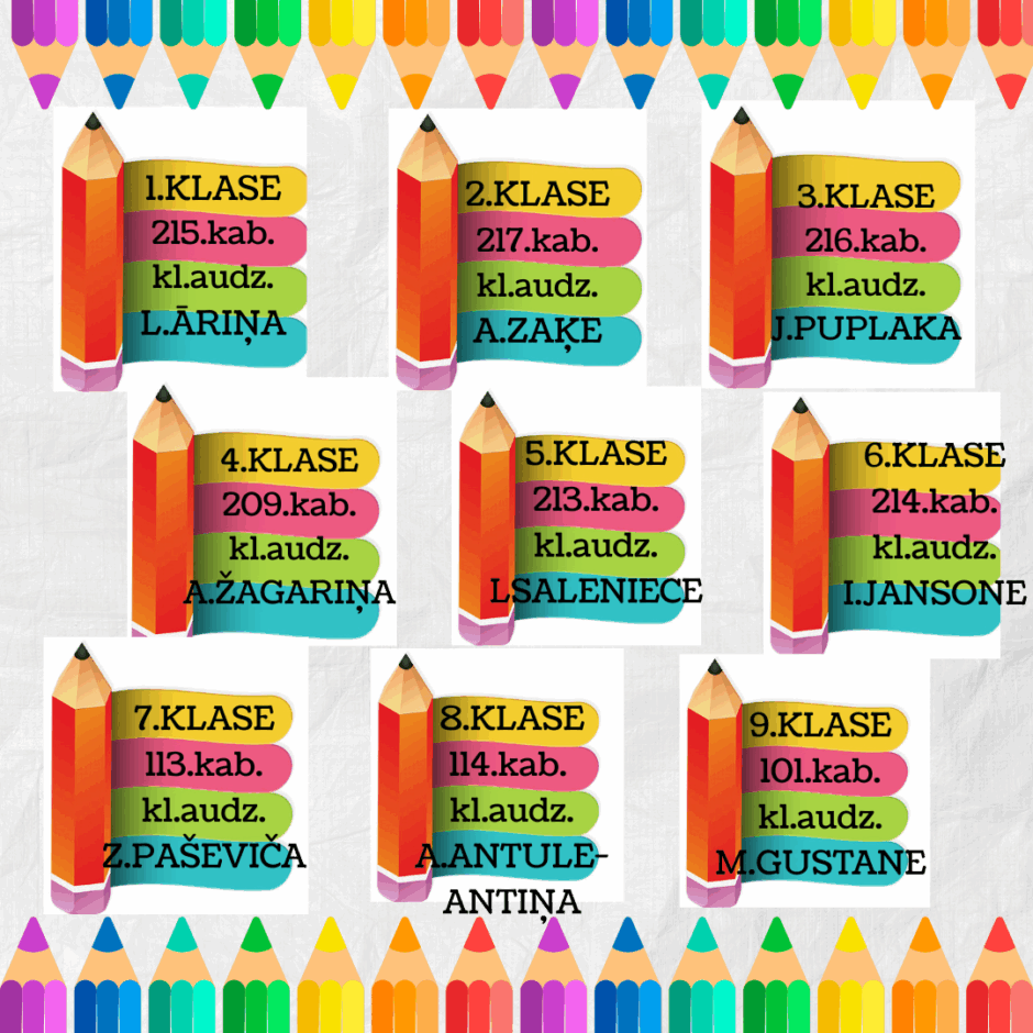 1. septembra plānojums pa kabinetiem