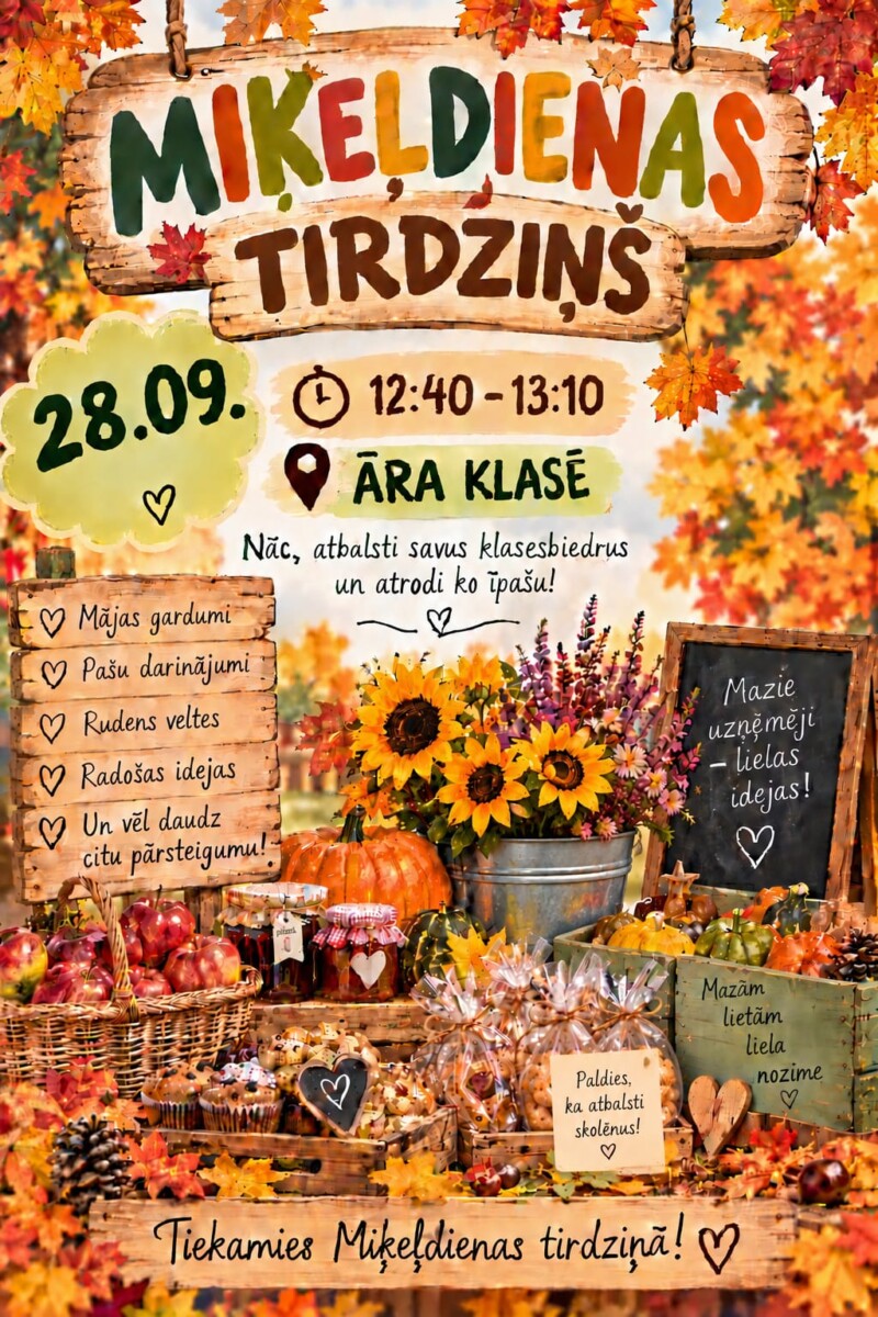 Rudens tematikas plakāts ar uzrakstu 